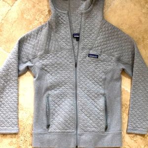 Patagonia organic cotton quilted zip hoodie.
